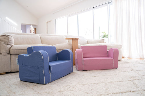 Two REEF Convertible Kids Lounge Chairs styled outdoors - REEF Duo Bundle
